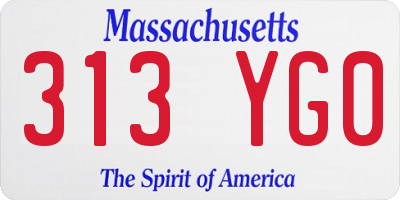 MA license plate 313YG0