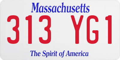 MA license plate 313YG1