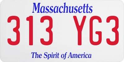 MA license plate 313YG3