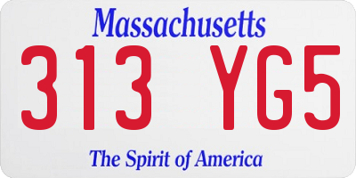 MA license plate 313YG5