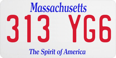 MA license plate 313YG6