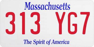 MA license plate 313YG7
