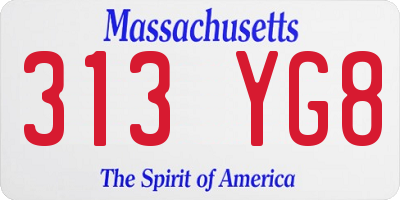 MA license plate 313YG8