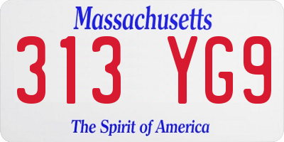 MA license plate 313YG9