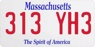 MA license plate 313YH3