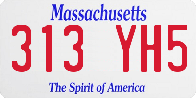 MA license plate 313YH5