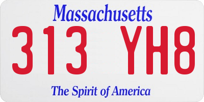 MA license plate 313YH8