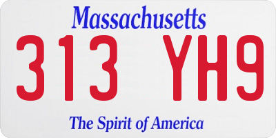 MA license plate 313YH9