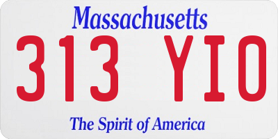 MA license plate 313YI0