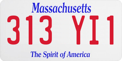 MA license plate 313YI1