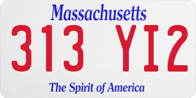 MA license plate 313YI2