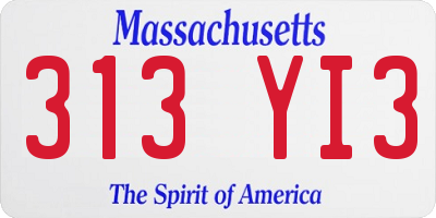 MA license plate 313YI3