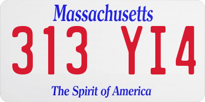 MA license plate 313YI4