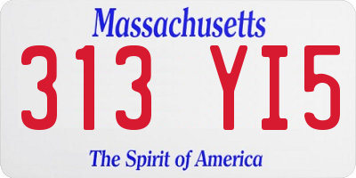 MA license plate 313YI5