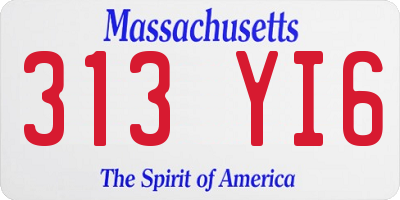 MA license plate 313YI6