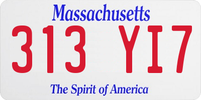 MA license plate 313YI7