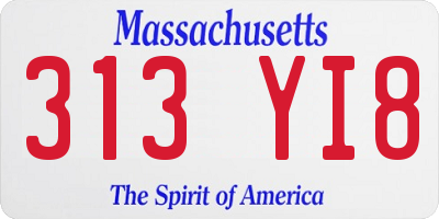 MA license plate 313YI8