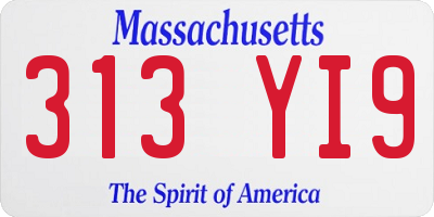 MA license plate 313YI9