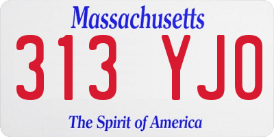 MA license plate 313YJ0