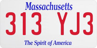 MA license plate 313YJ3