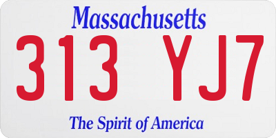 MA license plate 313YJ7