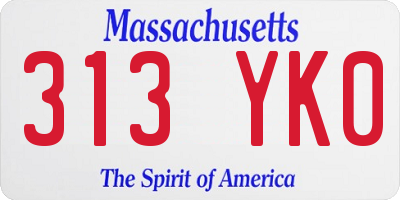 MA license plate 313YK0