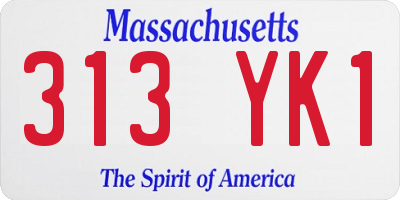 MA license plate 313YK1