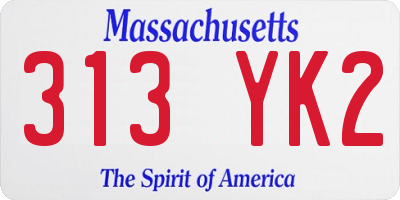 MA license plate 313YK2