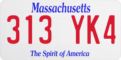MA license plate 313YK4