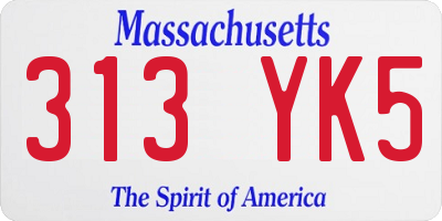 MA license plate 313YK5