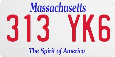 MA license plate 313YK6