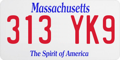 MA license plate 313YK9