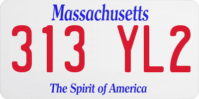 MA license plate 313YL2