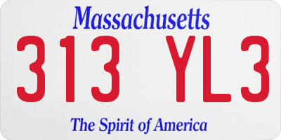 MA license plate 313YL3