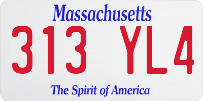 MA license plate 313YL4