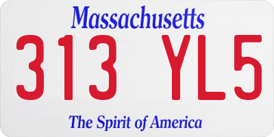 MA license plate 313YL5
