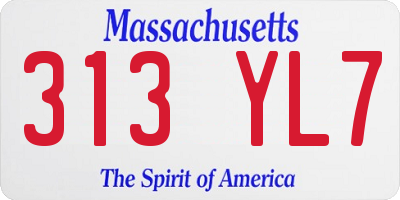 MA license plate 313YL7