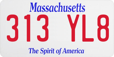 MA license plate 313YL8