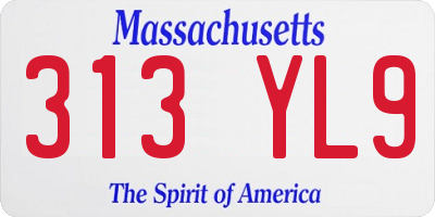 MA license plate 313YL9