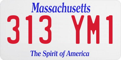 MA license plate 313YM1