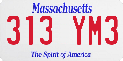 MA license plate 313YM3