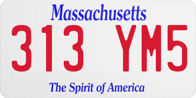 MA license plate 313YM5