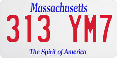 MA license plate 313YM7
