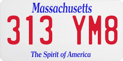 MA license plate 313YM8