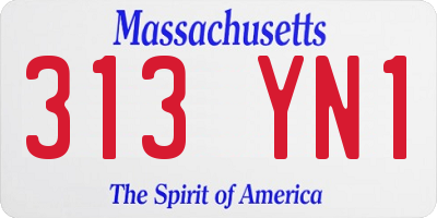 MA license plate 313YN1