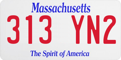 MA license plate 313YN2