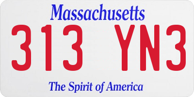 MA license plate 313YN3