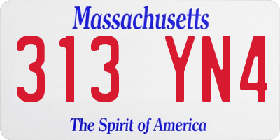 MA license plate 313YN4