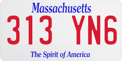 MA license plate 313YN6