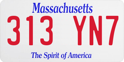 MA license plate 313YN7